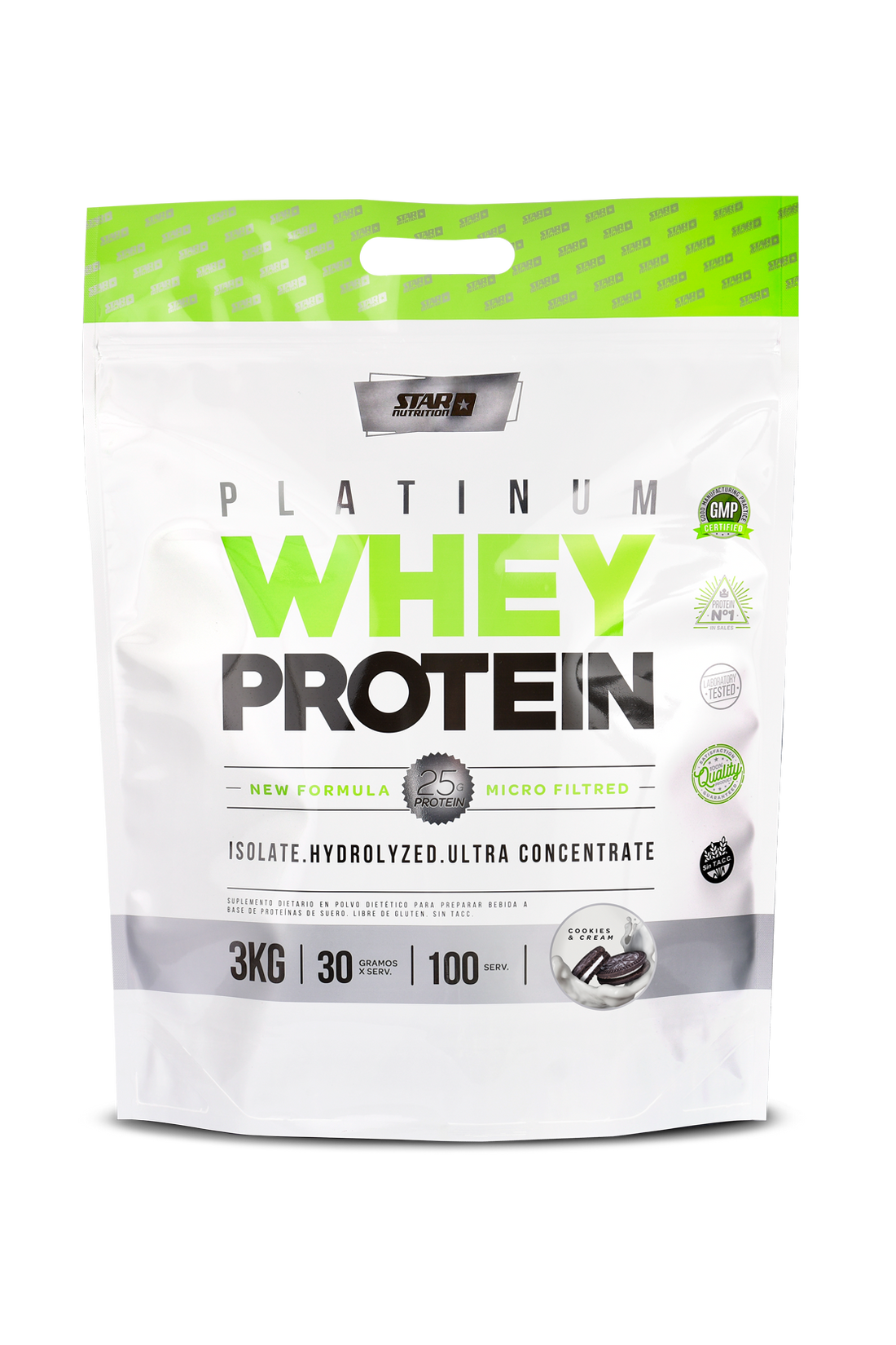 PLATINUM WHEY PROTEIN COOKIES & CREAM X 3 KILOS. - ZIPPER PACK